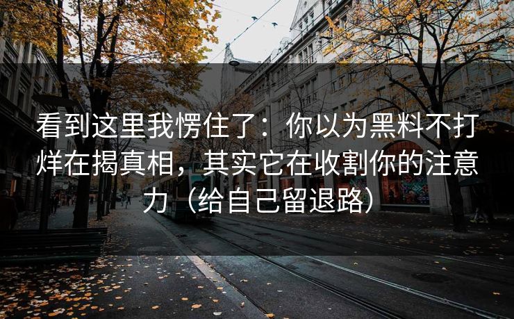 看到这里我愣住了:你以为黑料不打烊在揭真相,其实它在收割你的注意力(给自己留退路)