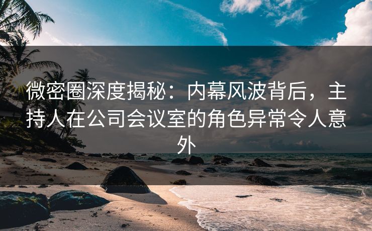 微密圈深度揭秘：内幕风波背后，主持人在公司会议室的角色异常令人意外